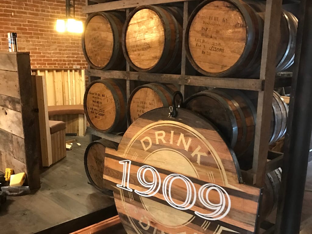 Wine barrels at restaurant