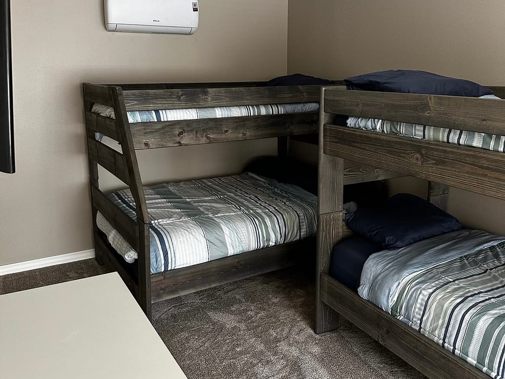 Bedroom with bunkbeds after remodel